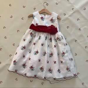 Christmas party dress. White/ red. Size 4T